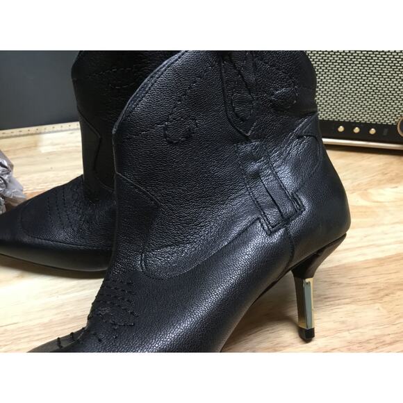 Jessica Simpson Nelda Western Cowboy Ankle Stiletto Booties 5M Black Leather - Picture 7 of 8